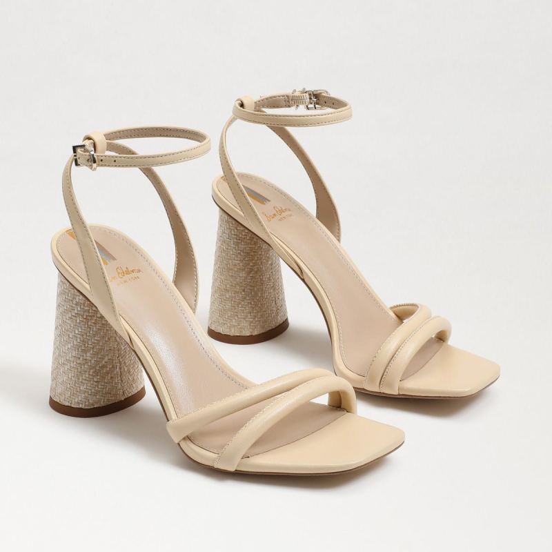 Sam Edelman Kia Block Heel Sandal-Eggshell Leather