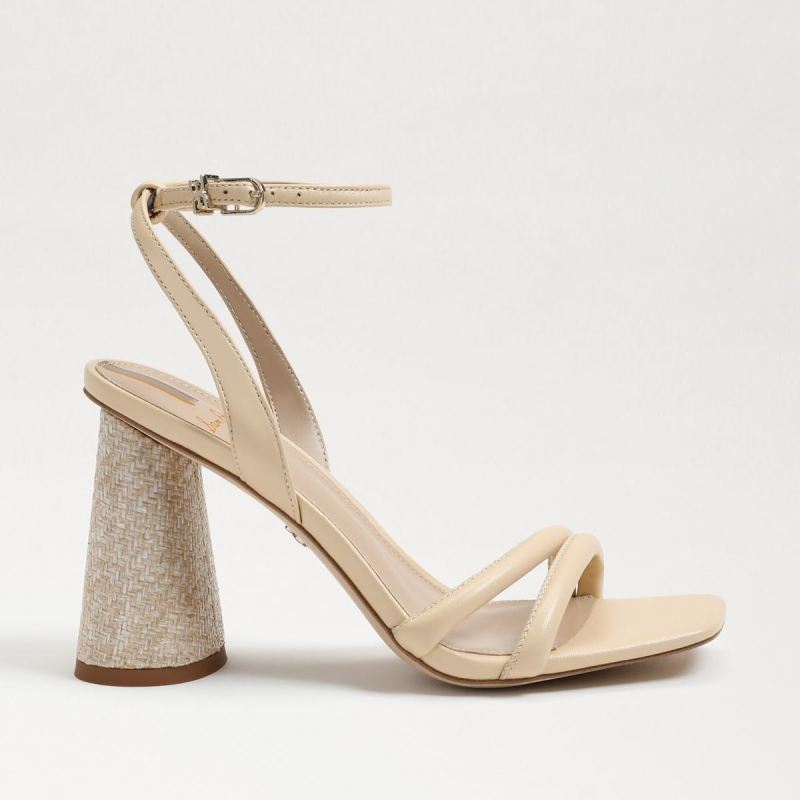 Sam Edelman Kia Block Heel Sandal-Eggshell Leather