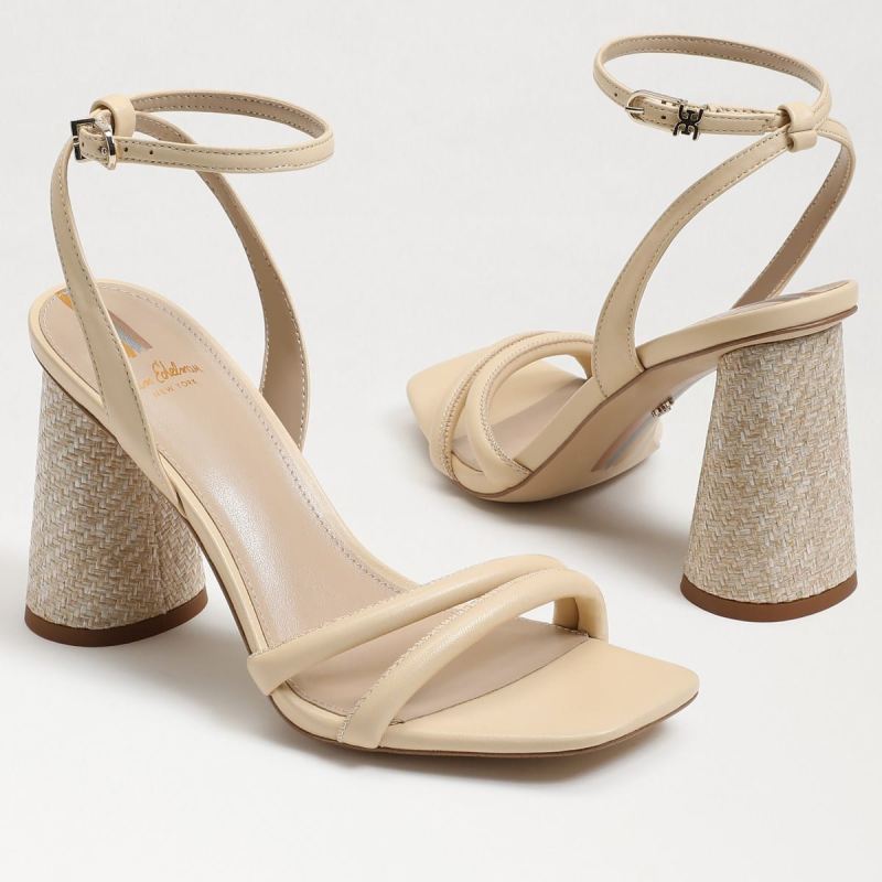 Sam Edelman Kia Block Heel Sandal-Eggshell Leather