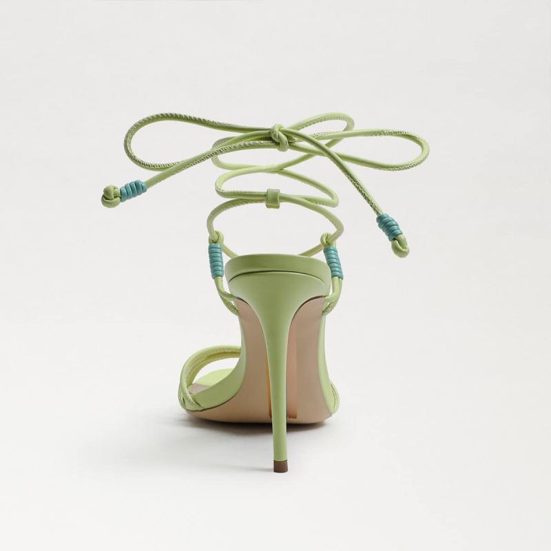 Sam Edelman Safiya Lace Up Stiletto Heel-Kiwi/Rio Blue Leather