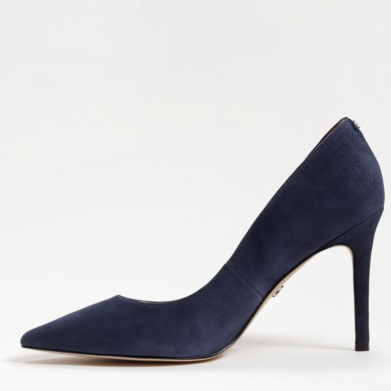 Sam Edelman Hazel Pointed Toe Heel-Navy Suede