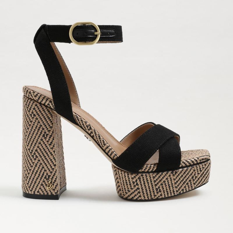 Sam Edelman Nolita Platform Sandal-Black Linen