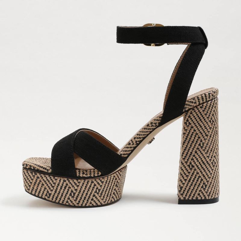 Sam Edelman Nolita Platform Sandal-Black Linen