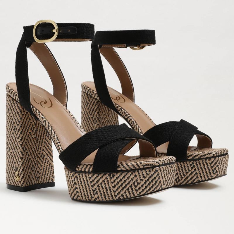 Sam Edelman Nolita Platform Sandal-Black Linen