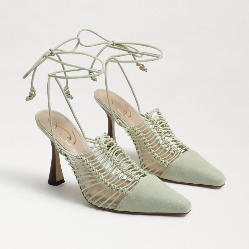 Sam Edelman Trinity Ankle Strap Pointed Toe Pump-Pistachio Suede