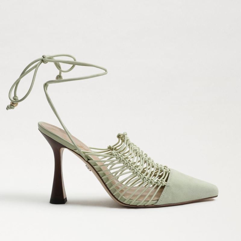 Sam Edelman Trinity Ankle Strap Pointed Toe Pump-Pistachio Suede
