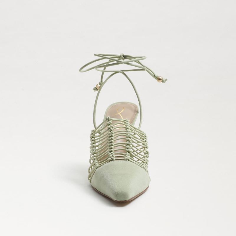 Sam Edelman Trinity Ankle Strap Pointed Toe Pump-Pistachio Suede