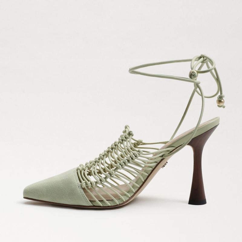Sam Edelman Trinity Ankle Strap Pointed Toe Pump-Pistachio Suede
