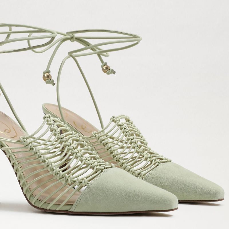 Sam Edelman Trinity Ankle Strap Pointed Toe Pump-Pistachio Suede