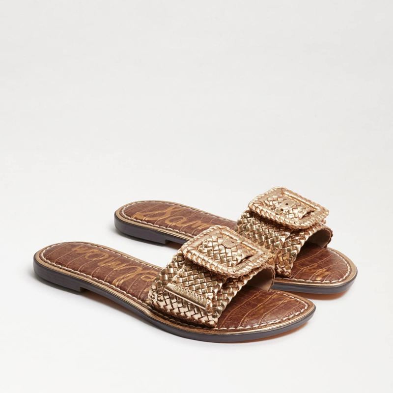 Sam Edelman Gabriela Woven Slide Sandal-Gold Leather