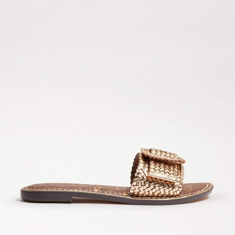 Sam Edelman Gabriela Woven Slide Sandal-Gold Leather