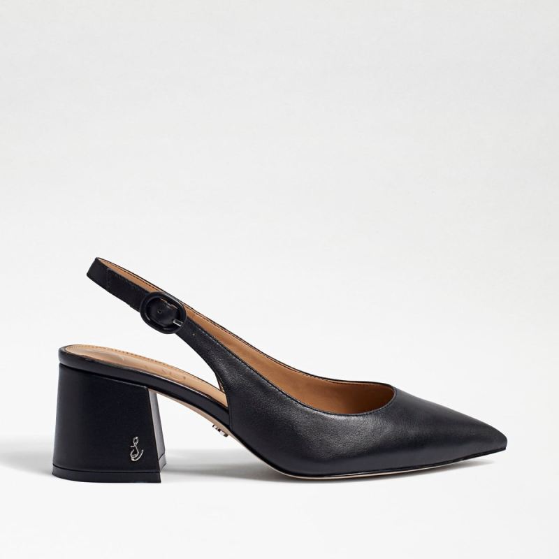 Sam Edelman Petra Pointed Toe Slingback-Black Leather