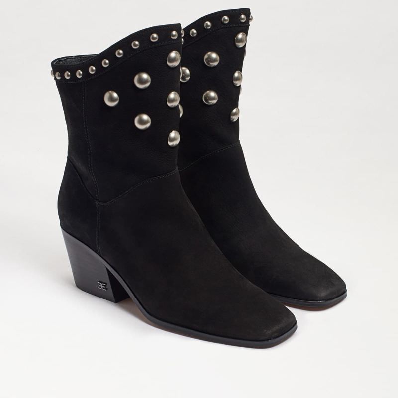 Sam Edelman Brie Studded Western Boot-Black Leather