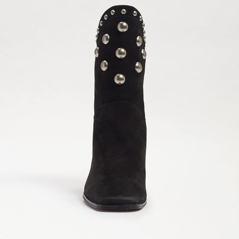 Sam Edelman Brie Studded Western Boot-Black Leather