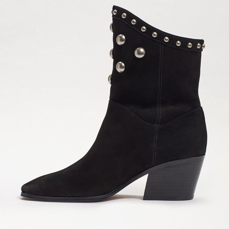 Sam Edelman Brie Studded Western Boot-Black Leather