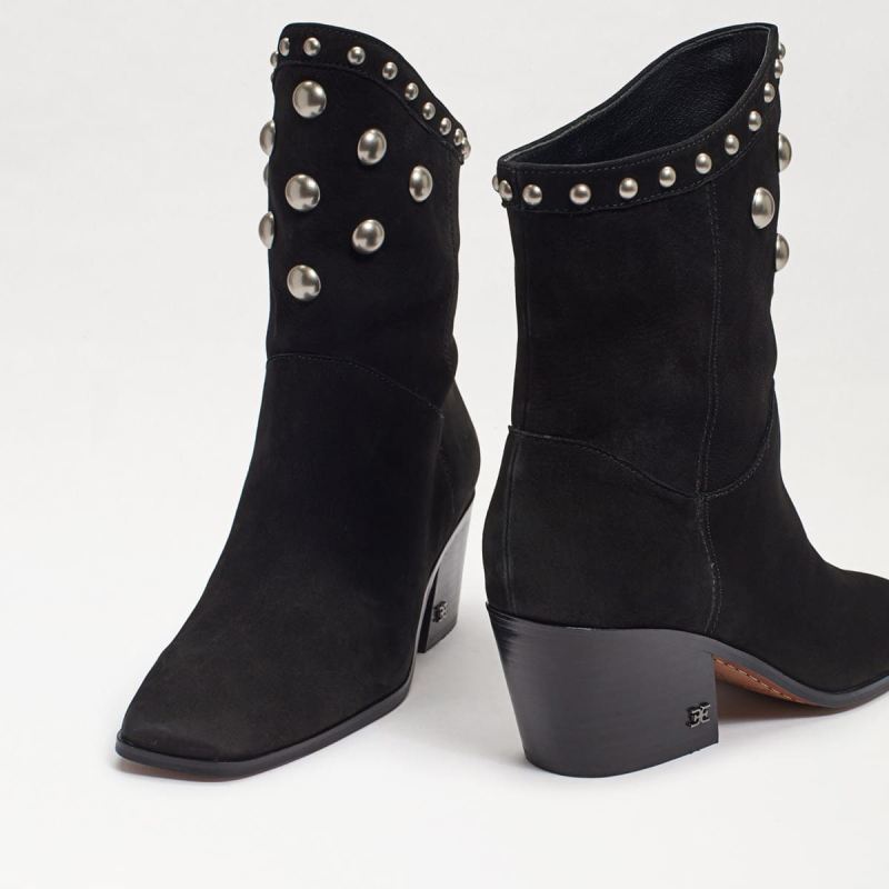 Sam Edelman Brie Studded Western Boot-Black Leather