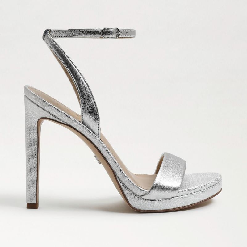 Sam Edelman Jade Ankle Strap Heel-Soft Silver Leather