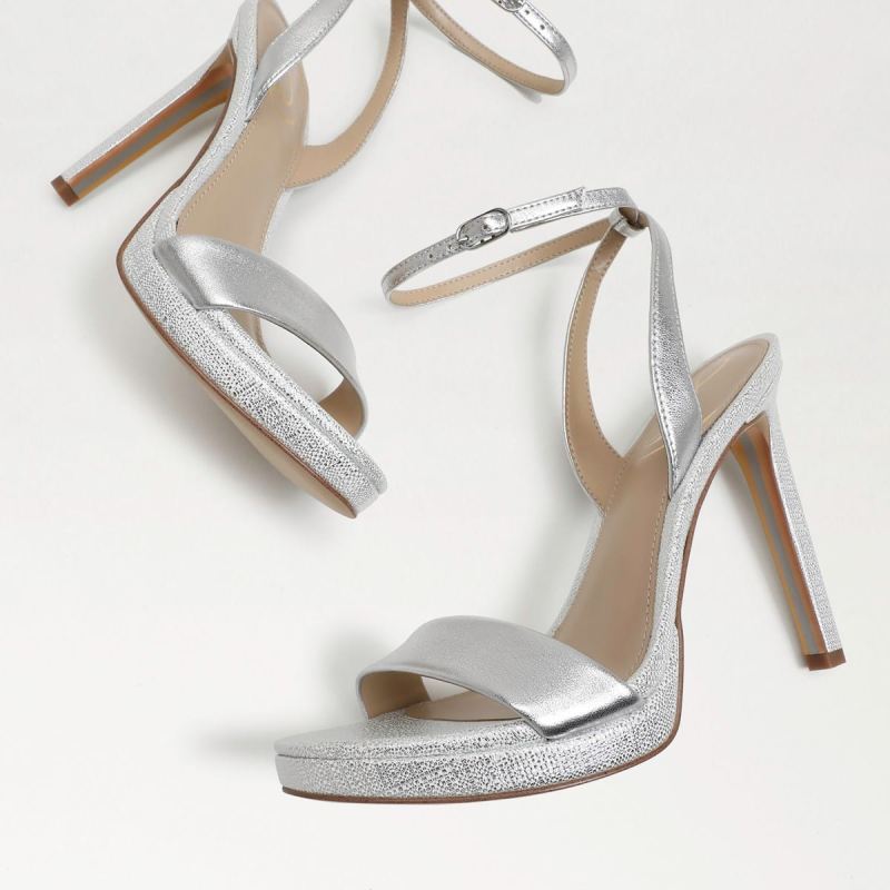 Sam Edelman Jade Ankle Strap Heel-Soft Silver Leather