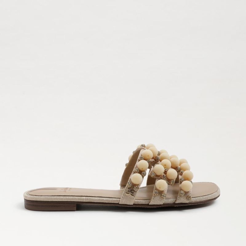 Sam Edelman Bay Embellished Slide Sandal-Summer Sand Linen