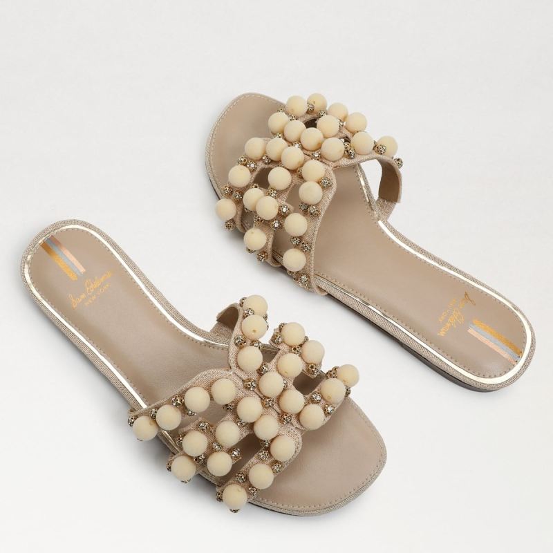 Sam Edelman Bay Embellished Slide Sandal-Summer Sand Linen