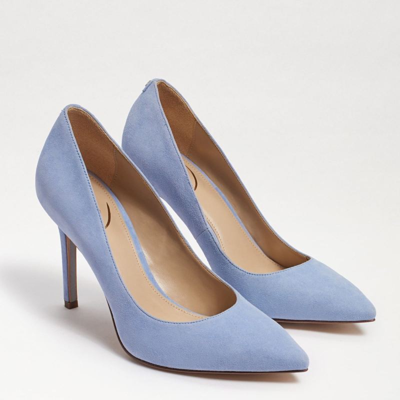 Sam Edelman Hazel Pointed Toe Heel-Cerulean Blue Suede - Click Image to Close
