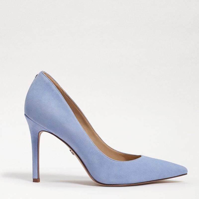 Sam Edelman Hazel Pointed Toe Heel-Cerulean Blue Suede