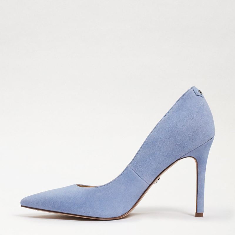 Sam Edelman Hazel Pointed Toe Heel-Cerulean Blue Suede