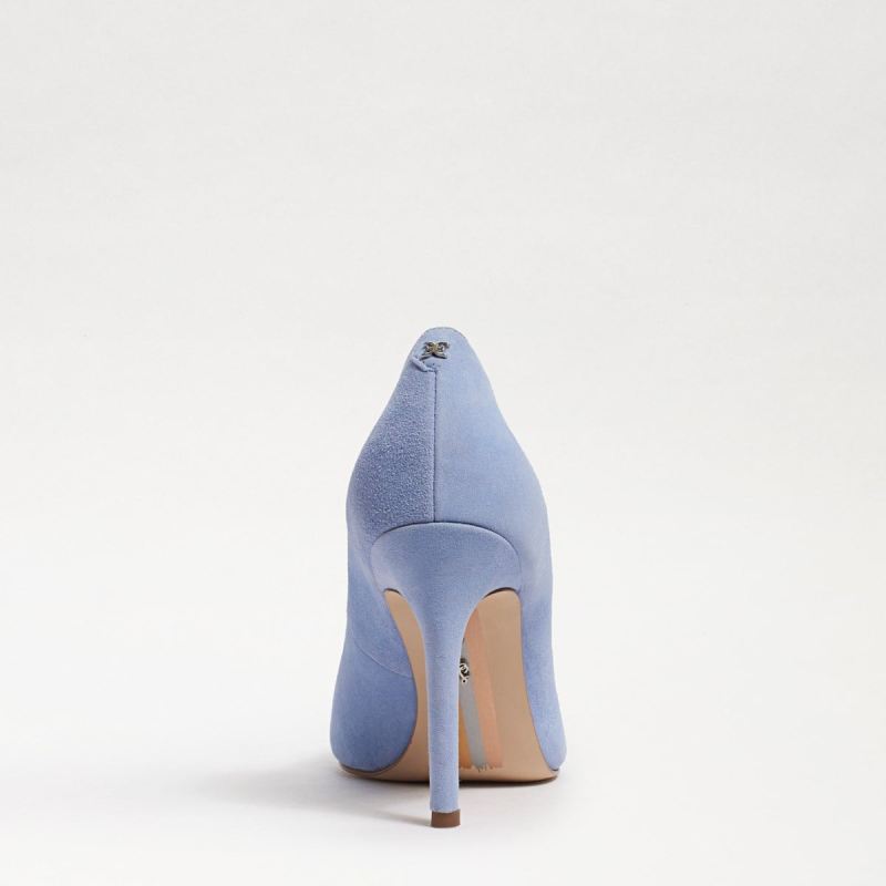 Sam Edelman Hazel Pointed Toe Heel-Cerulean Blue Suede