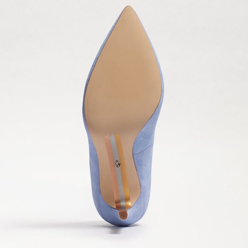 Sam Edelman Hazel Pointed Toe Heel-Cerulean Blue Suede