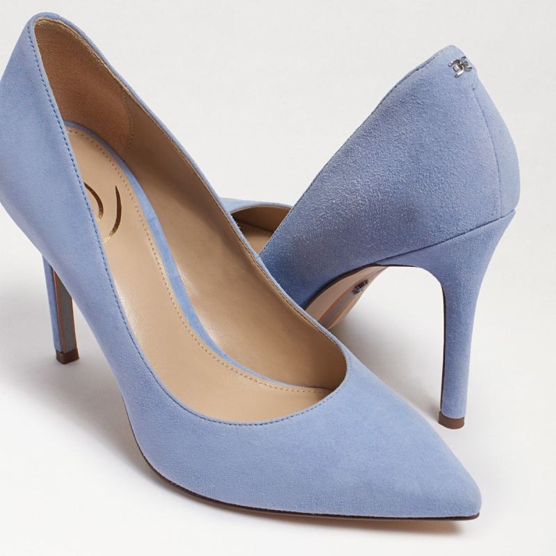 Sam Edelman Hazel Pointed Toe Heel-Cerulean Blue Suede