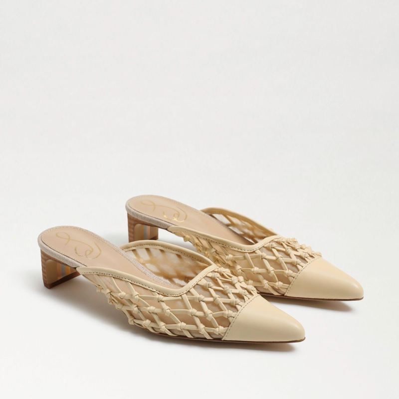 Sam Edelman Snyder Slip On Kitten Heel-Eggshell Weave