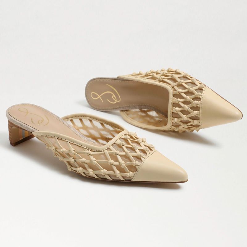 Sam Edelman Snyder Slip On Kitten Heel-Eggshell Weave