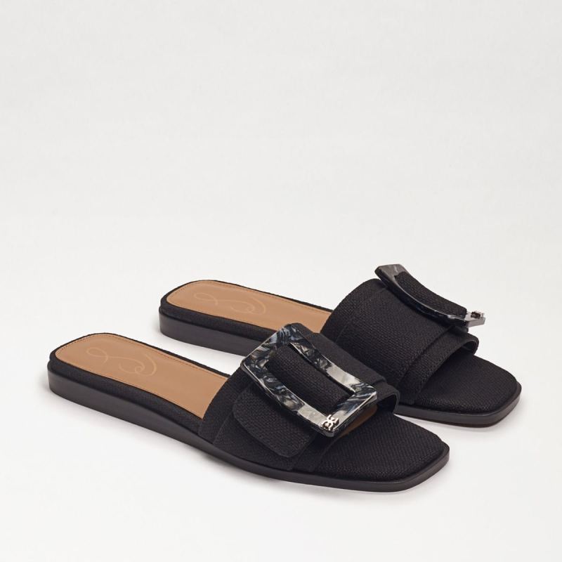 Sam Edelman Inez Slide Sandal-Black Linen Sam Edelman Inez Slide Sandal-Black Linen