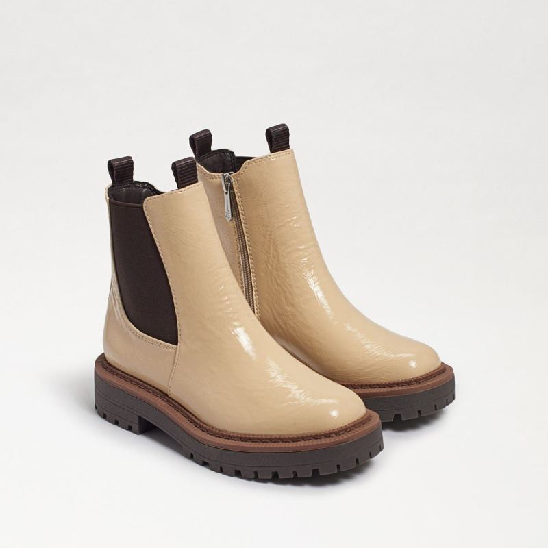 Sam Edelman Laguna Kids Chelsea Boot-Wheat Crinkled Patent Leath - Click Image to Close